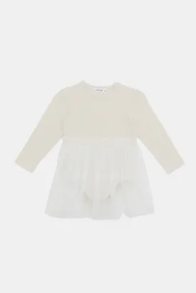 Babies White Bodysuit Mesh Dress