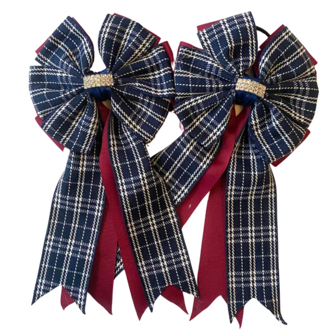 🩵 Show Bows: Navy Plaid/Merlot