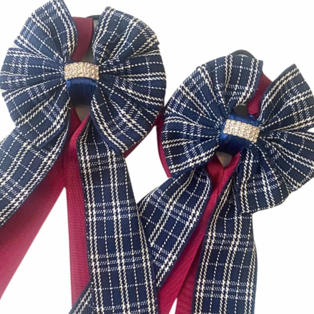 🩵 Show Bows: Navy Plaid/Merlot