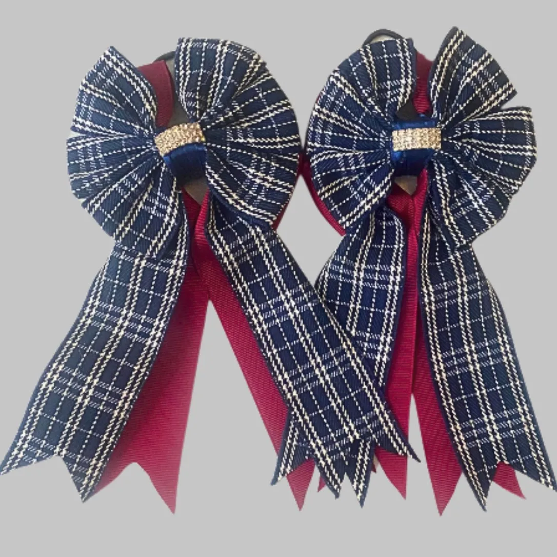 🩵 Show Bows: Navy Plaid/Merlot