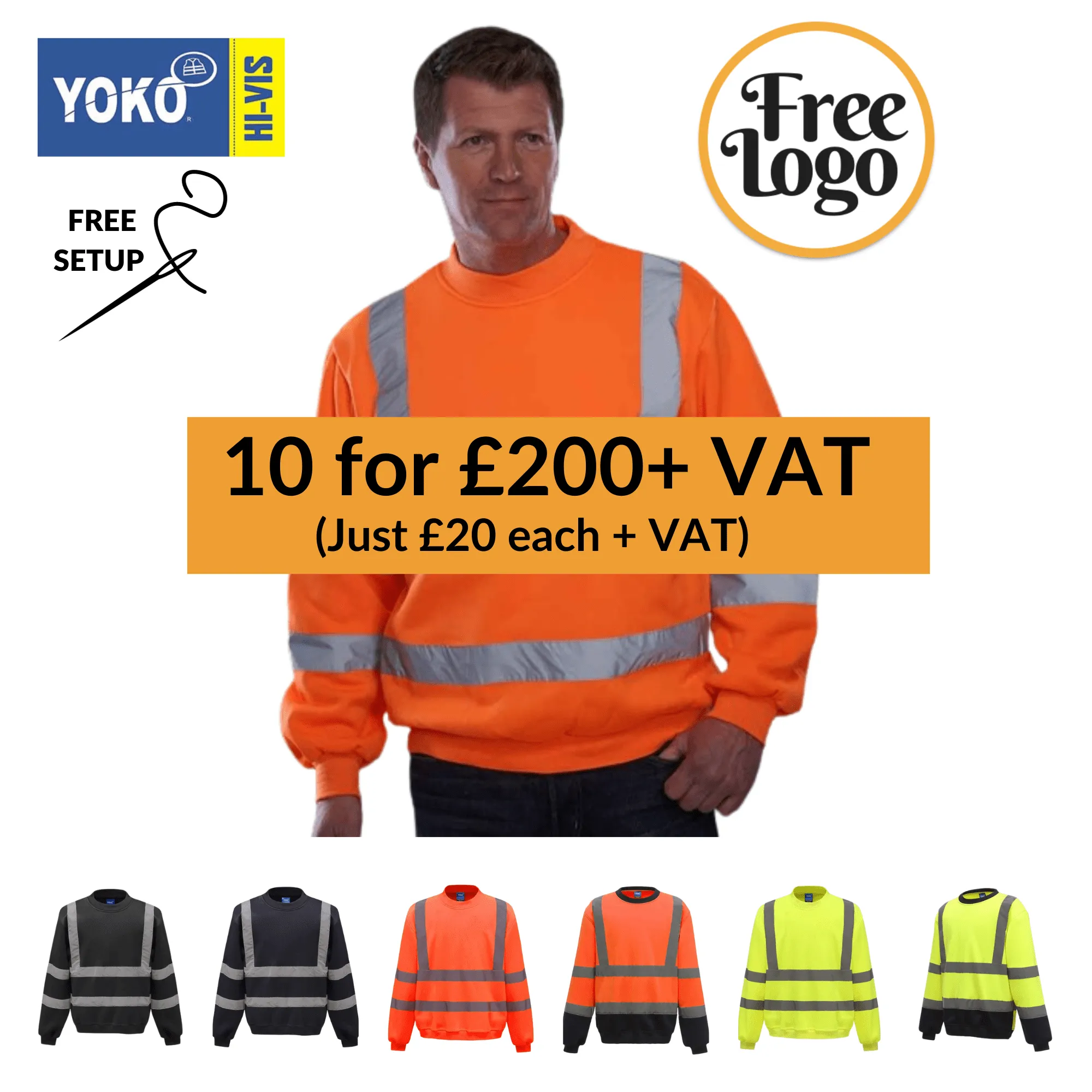 10 For £200 Yoko Hi-Vis Sweatshirt Bundle Deal