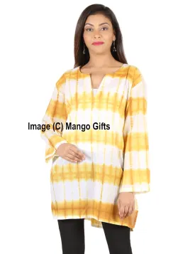 100%Cotton Tie-Dye Women Summer Tunic V Neck Casual Wear Hippy Clothing