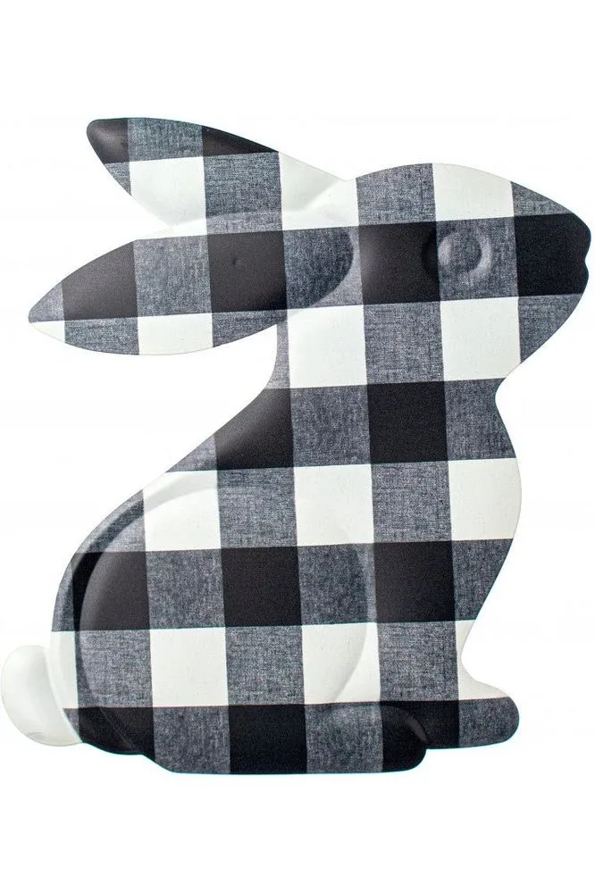 12" Metal Sitting Bunny: Black/White