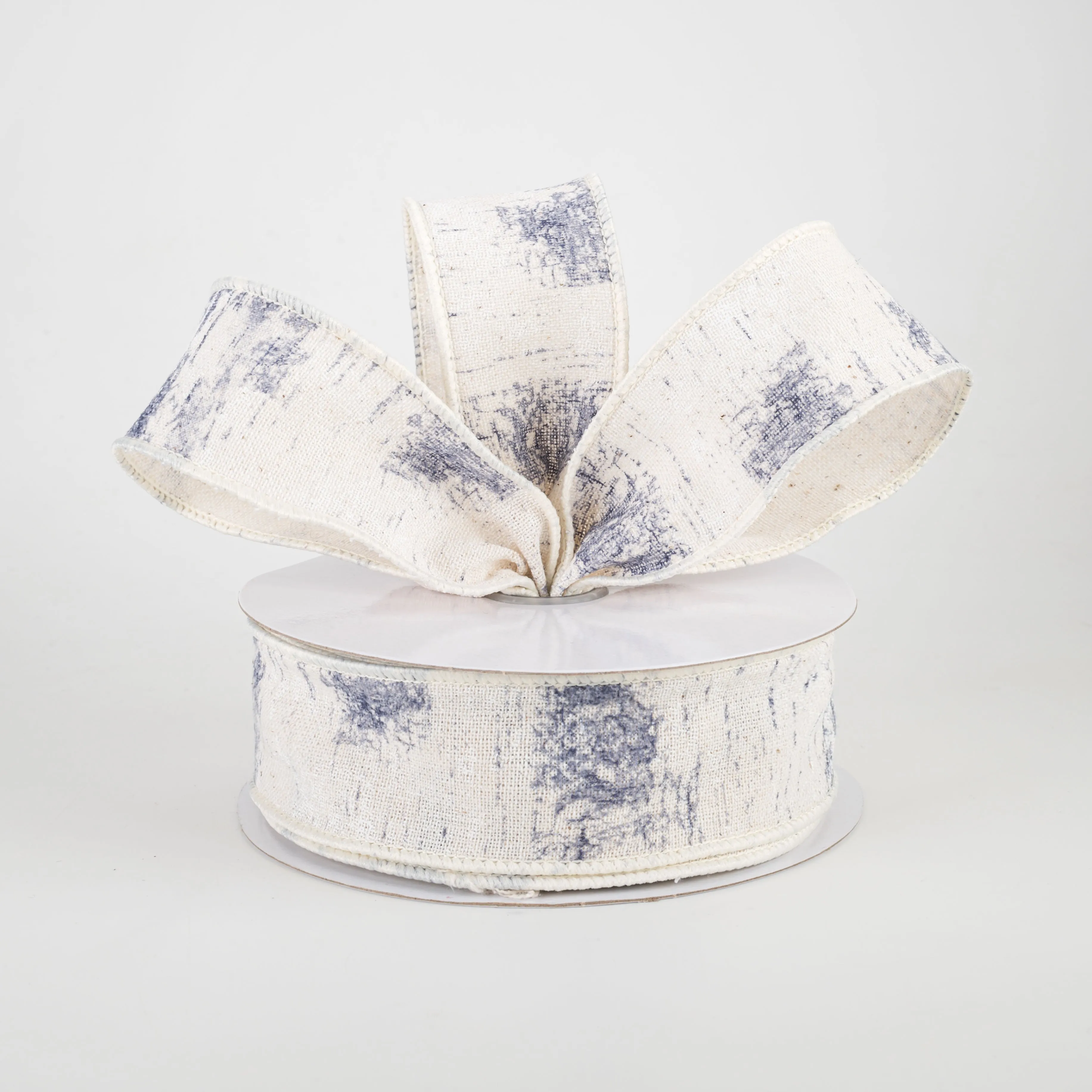 1.5" Cotton Birch Bark Ribbon: Ivory, Smoke Blue, Navy (10 Yards)