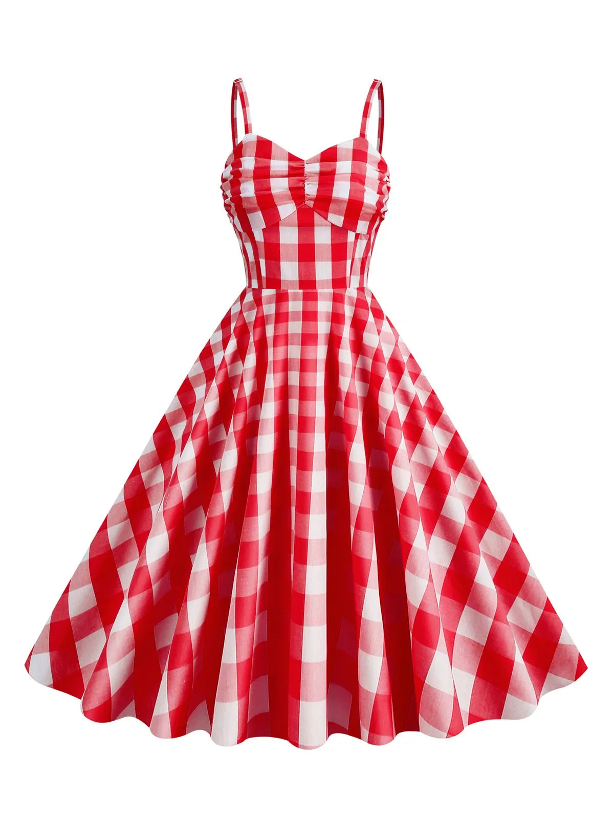 1950s Plaid Strap Swing Dress