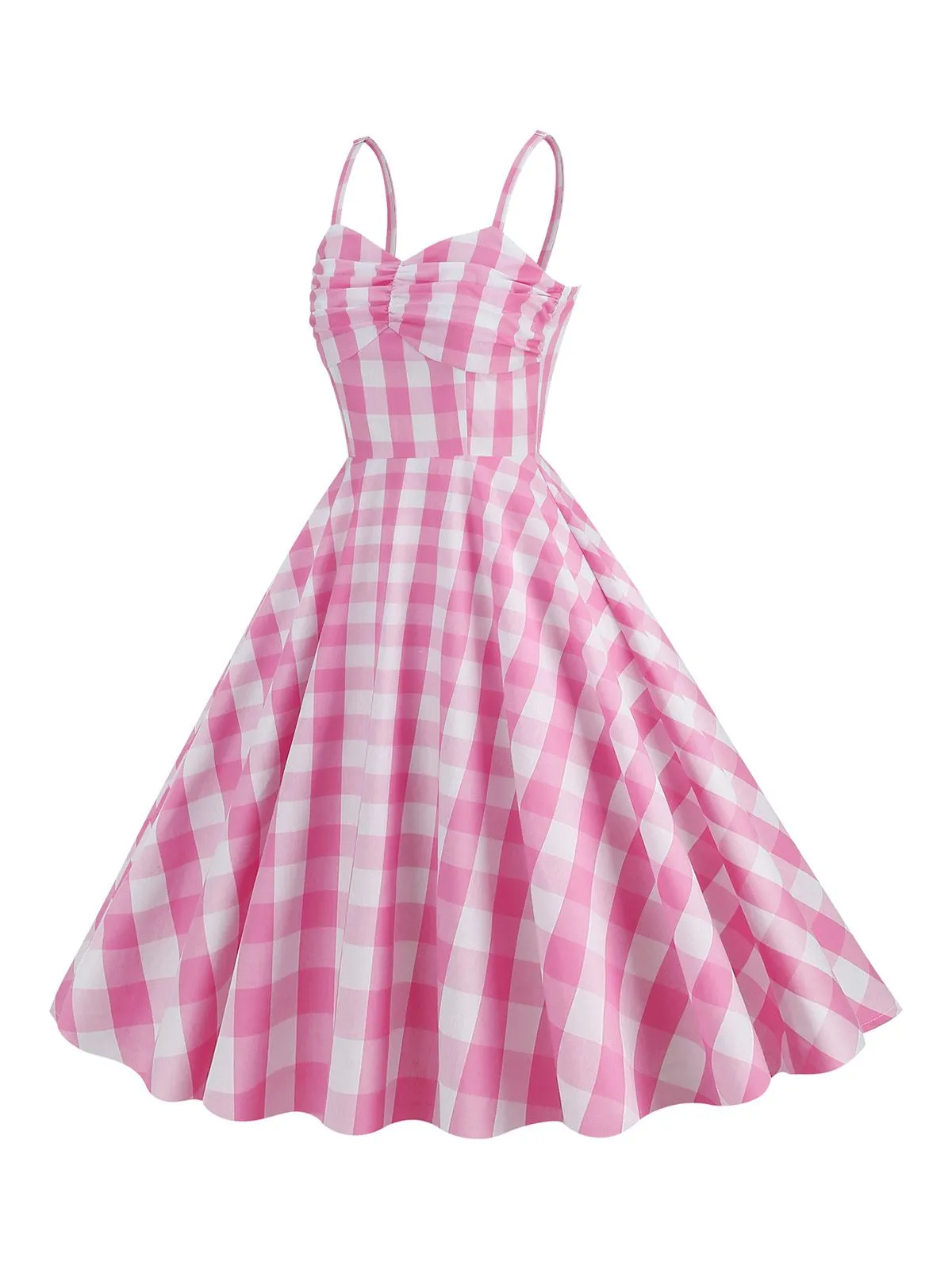 1950s Plaid Strap Swing Dress