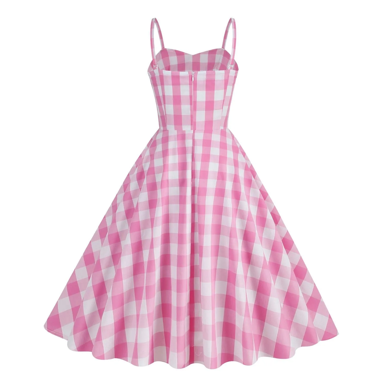 1950s Plaid Strap Swing Dress