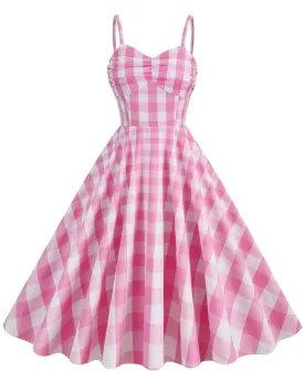 1950s Plaid Strap Swing Dress