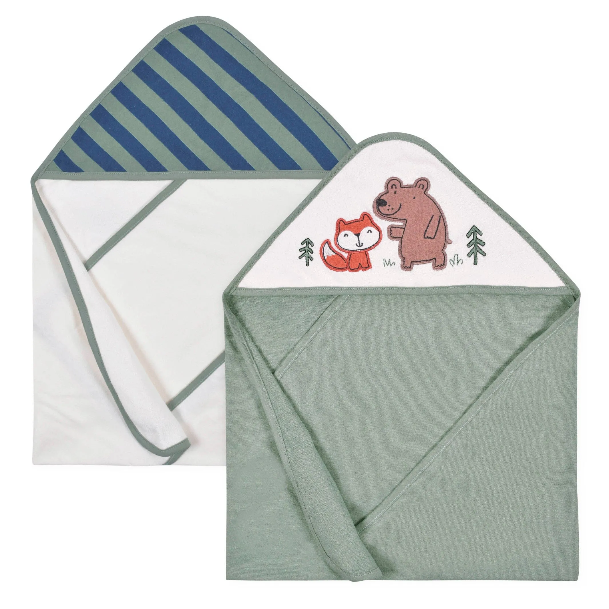 2-Pack Baby Boys Bear Hooded Bath Towels