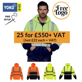 25 For £550 Yoko Hi-Vis Zip Hoodie Bundle Deal