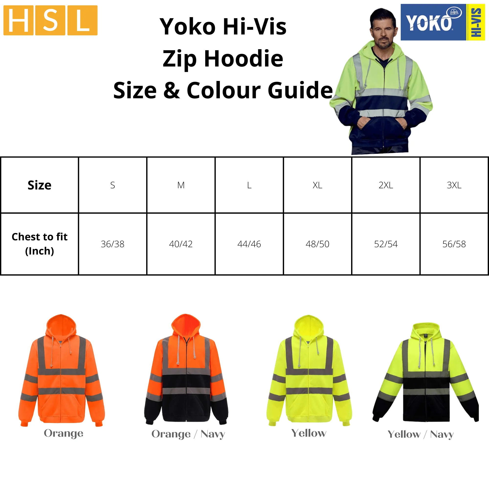 25 For £550 Yoko Hi-Vis Zip Hoodie Bundle Deal