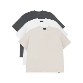 3 Pack Regular Fit T-Shirt | Dark Grey Stone White