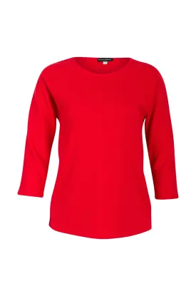 3/4 sleeve Textured Top | RED | 0141ZR