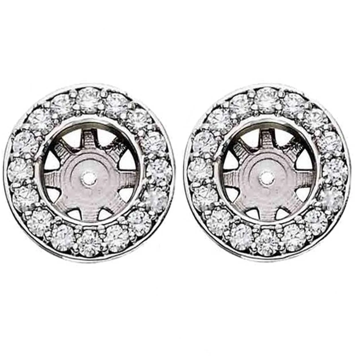 3/4ct Diamond Earring Studs Jackets 14K White  (5.5-6mm)