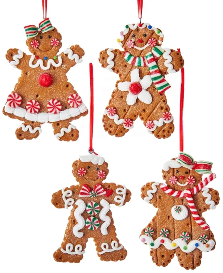 4" Claydough Gingerbread Boy and Girl Ornaments