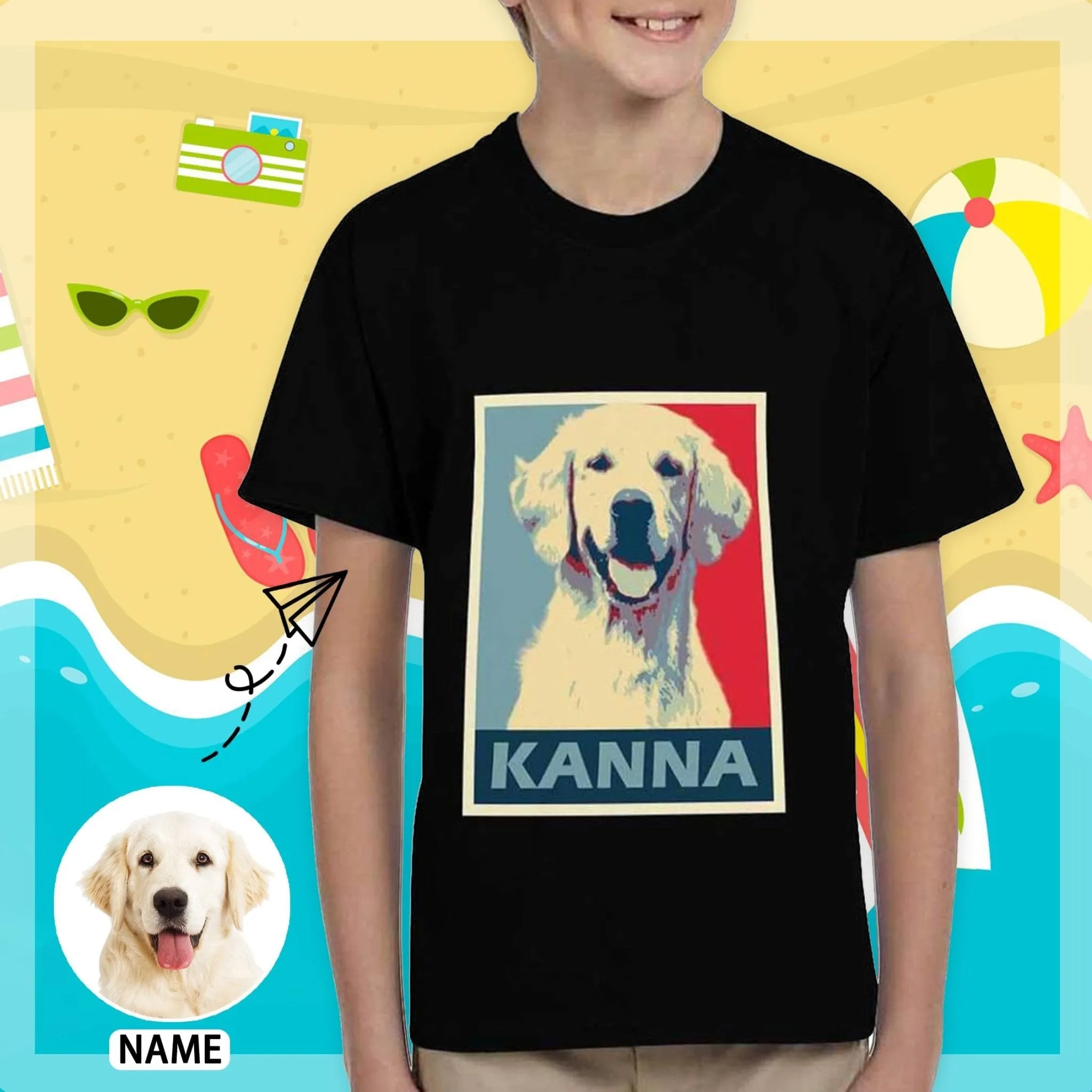 #6-15Y Custom Photo&Name My Pets Kid's All Over Print T-shirt