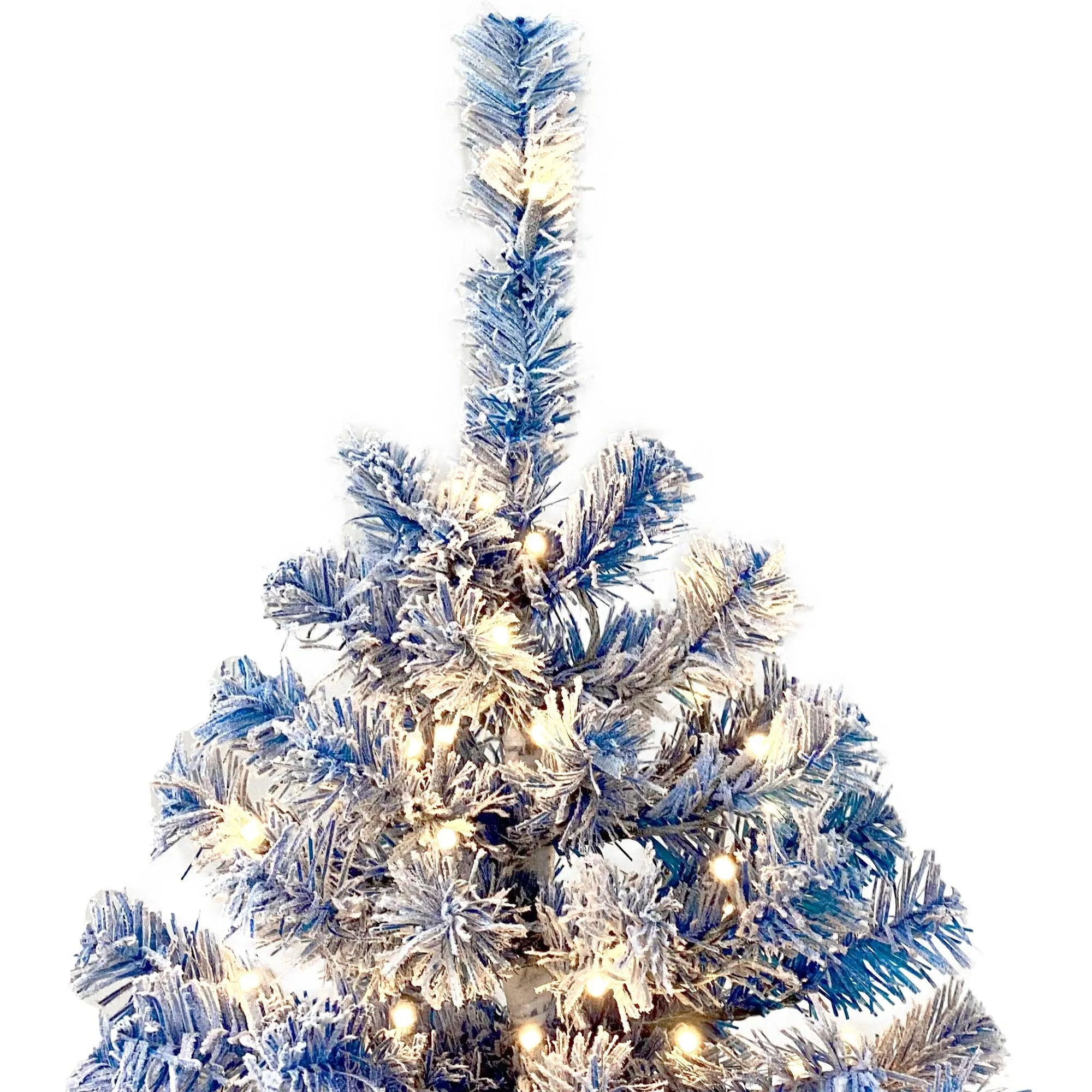 6FT Pre-Lit Hinged Artificial Fir Chritmas Tree, Xmas Tree Snow Flocked Artificial Holiday Christmas Tree w/750 Branch Tips X-mas