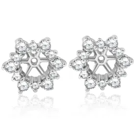 7/8 Ct Diamond Earring Studs Jackets 14K White Gold (5.5-6mm)