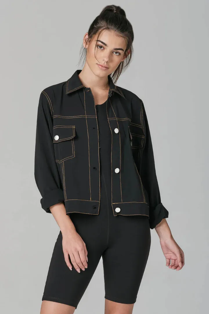 925 Fit Women's Jean in a Bottle Button Down Jacket - Black