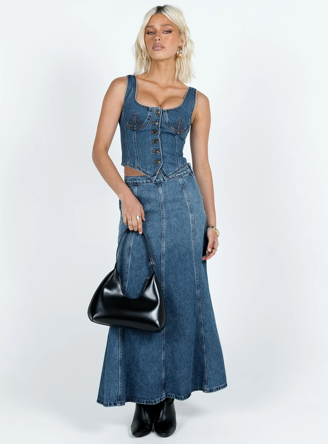 After Hours Corset Top Denim