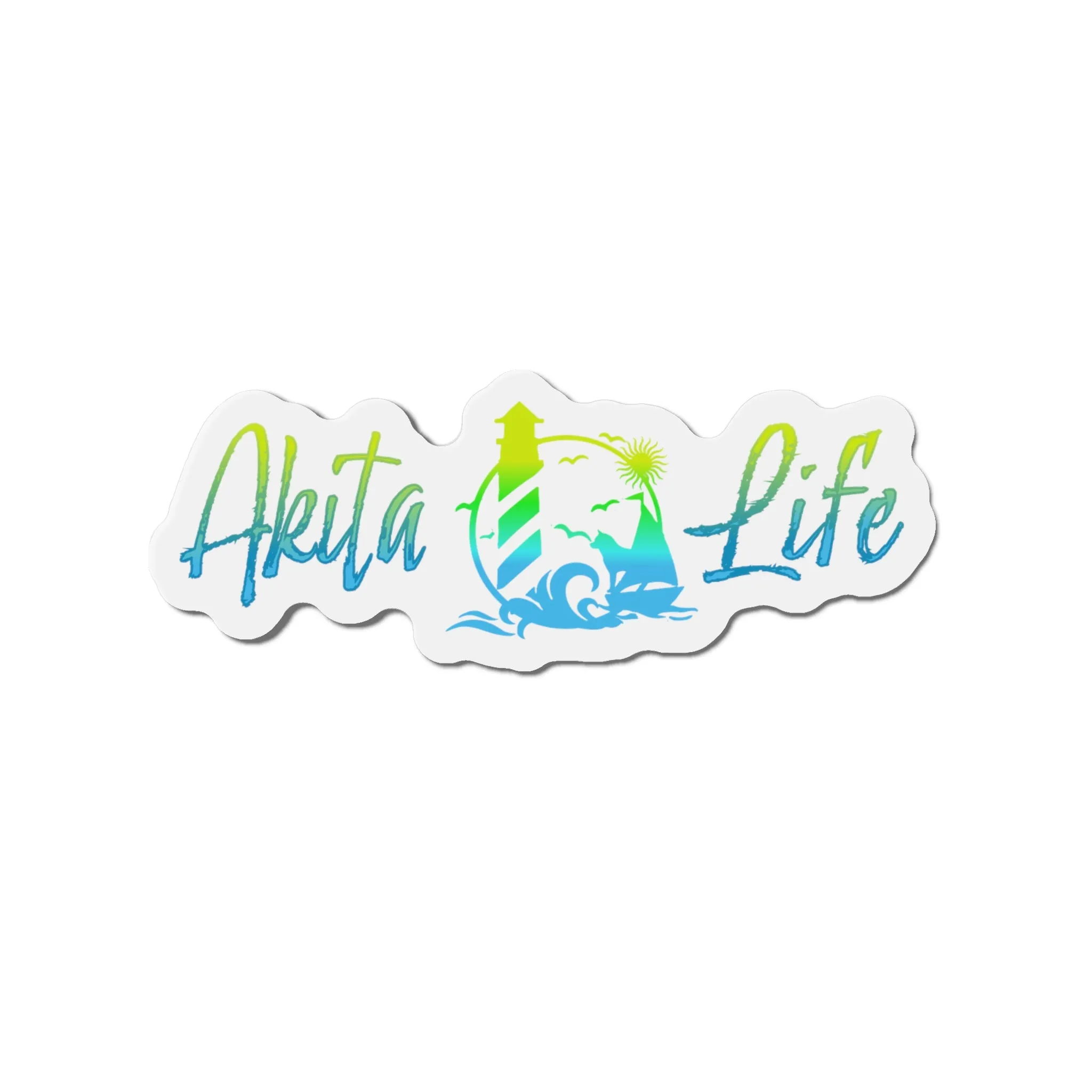 Akita Life YellowBlue Die-Cut Magnets