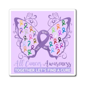 All Cancer Awareness Filigree Butterfly Magnet (Lavender Background) (3 Sizes Available)