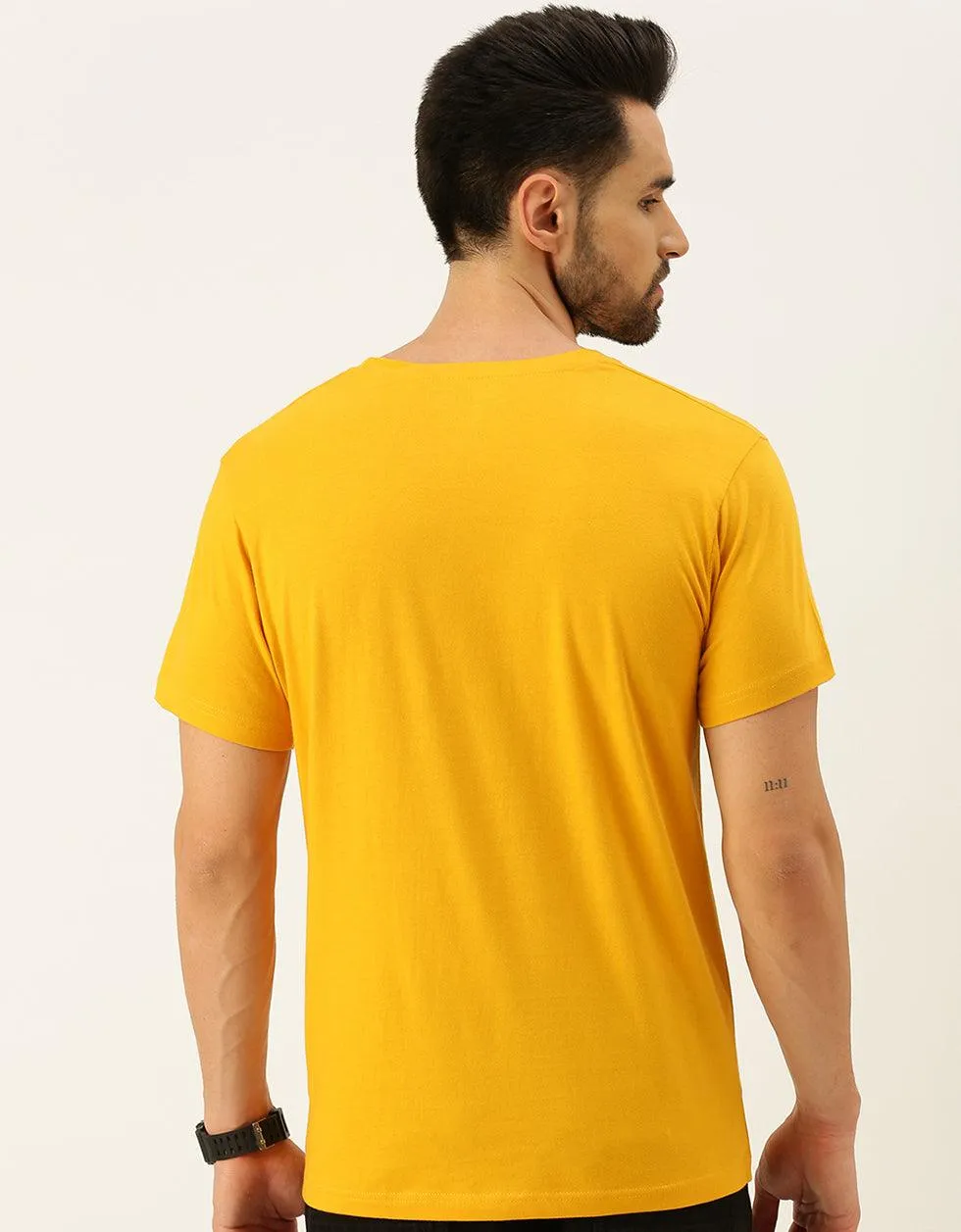 Regular Fit Anger Mustard Placement Printed T-shirt - Optimized Title