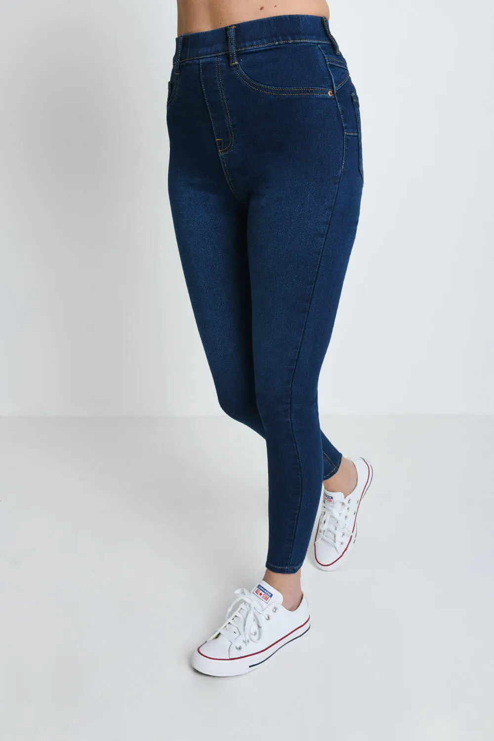 Ankle Grazer Jeggings - Dark Blue