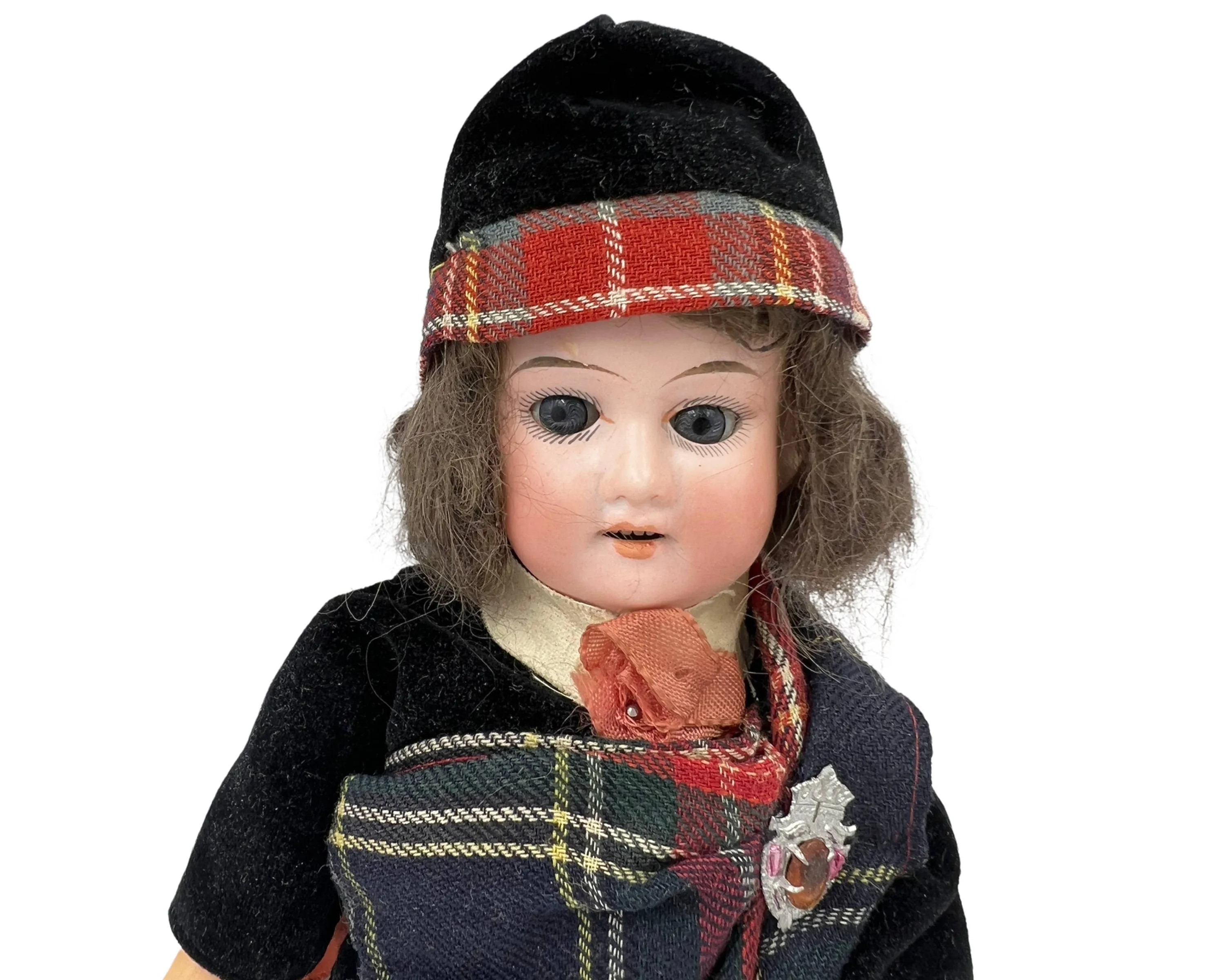 Antique Scottish Character Doll German Bisque Head Highland Dress 12