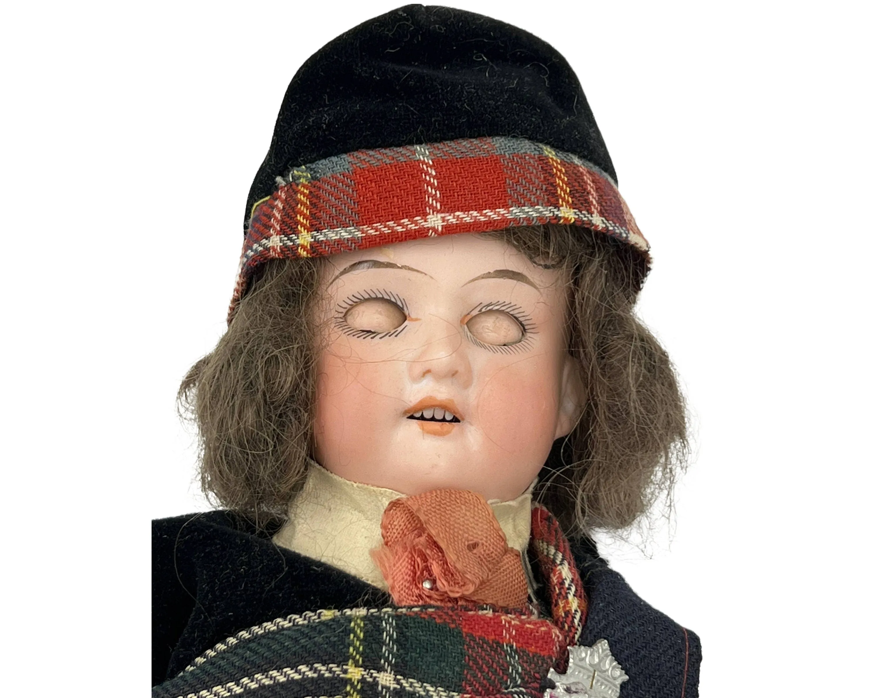 Antique Scottish Character Doll German Bisque Head Highland Dress 12