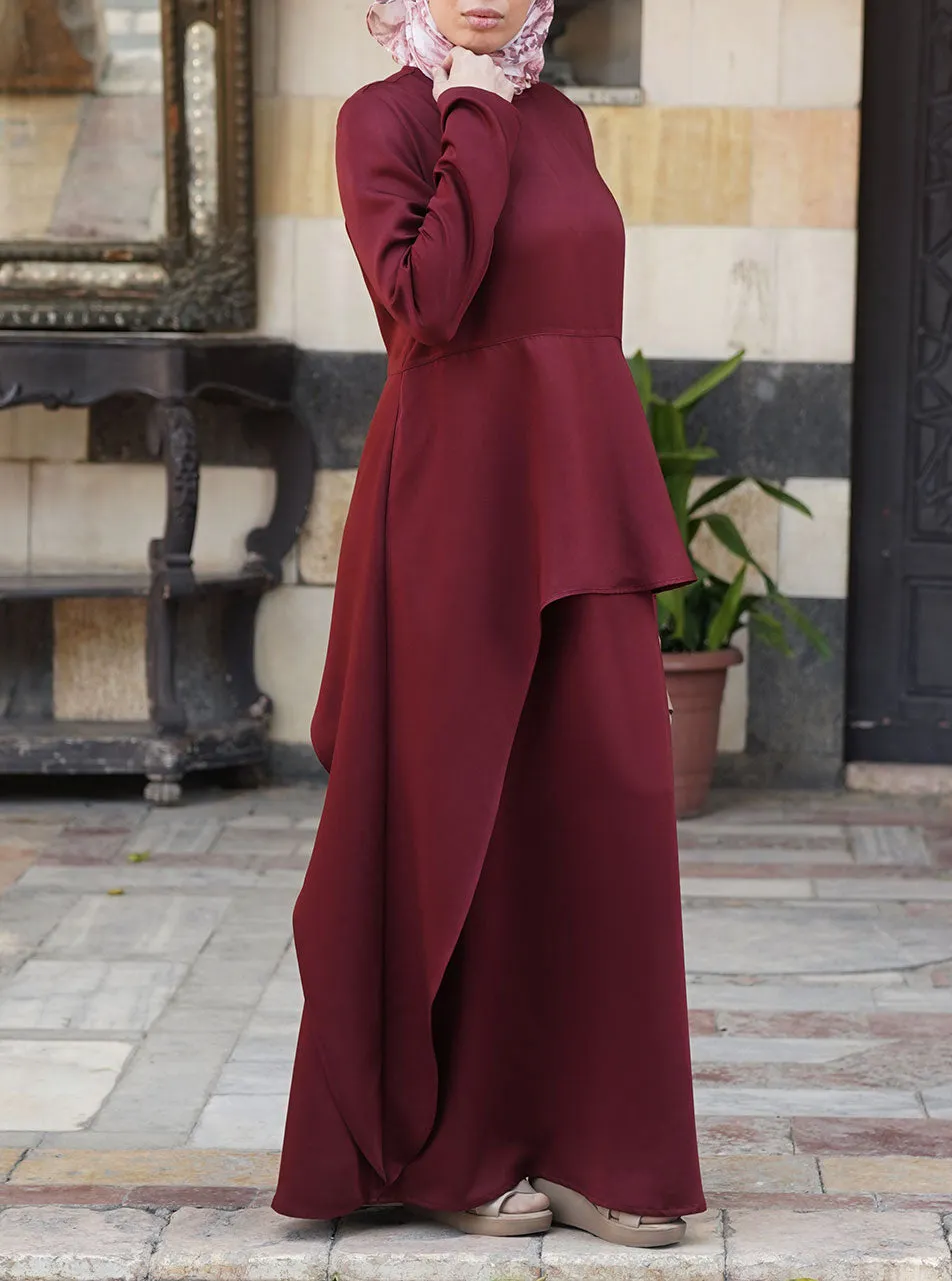 Asymmetric Peplum Maxi Dress