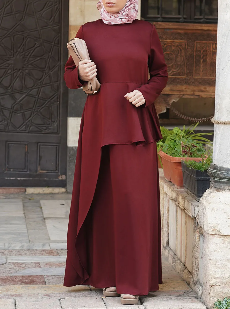 Asymmetric Peplum Maxi Dress