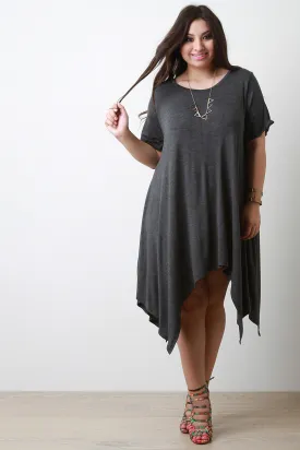 Asymmetrical Jersey Knit Round Neck Dress