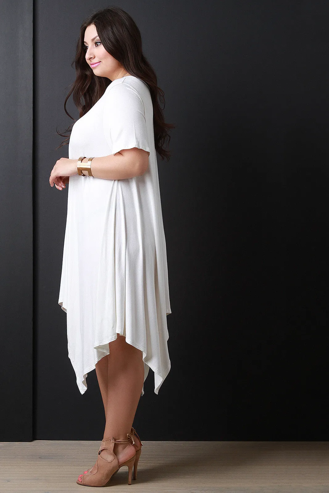 Asymmetrical Jersey Knit Round Neck Dress