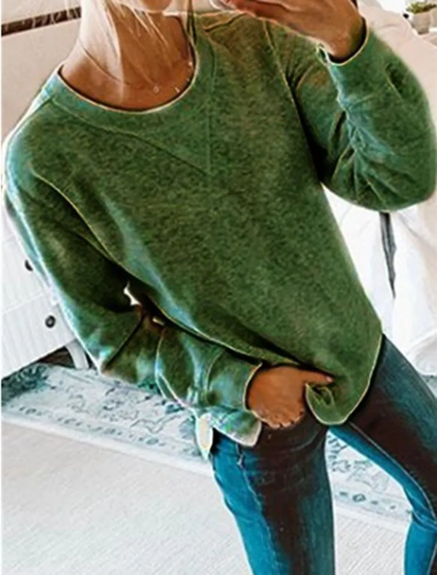 Autumn Casual Cotton Long Sleeve Crew Neck Top