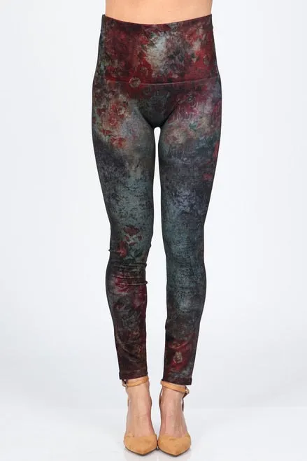 B4342H High Waist Full Length Denim Legging with Virginia Print