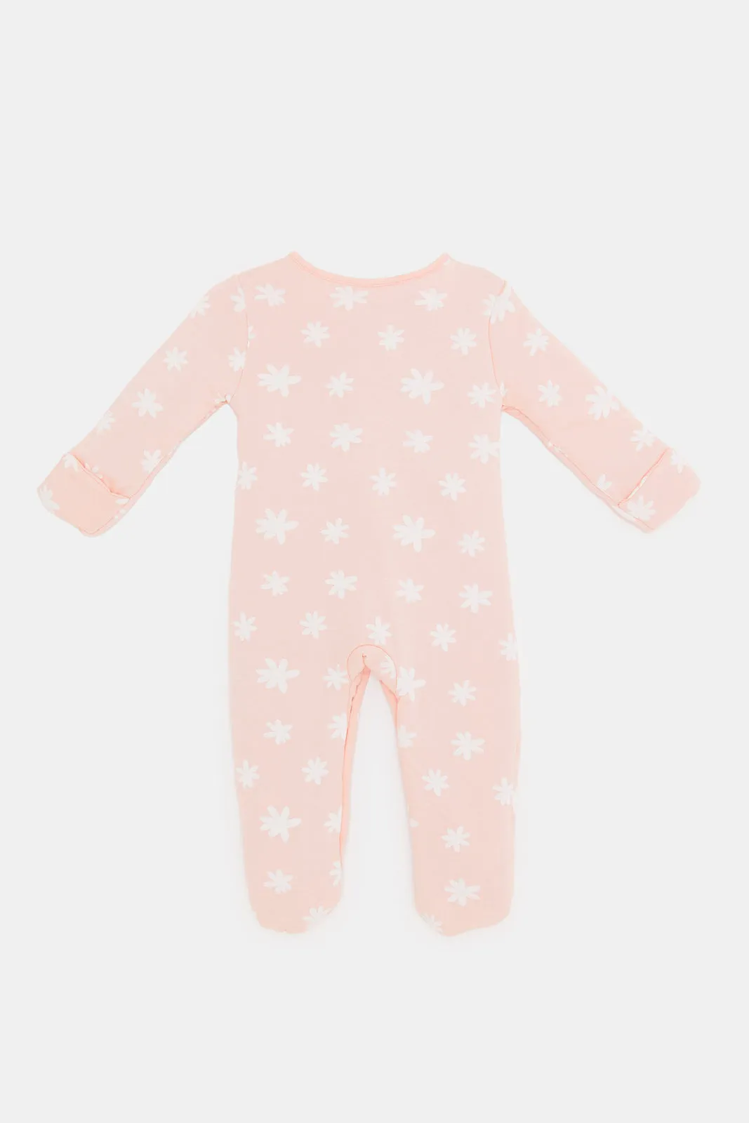 Babies Pink Allover Print Padded Sleepsuit