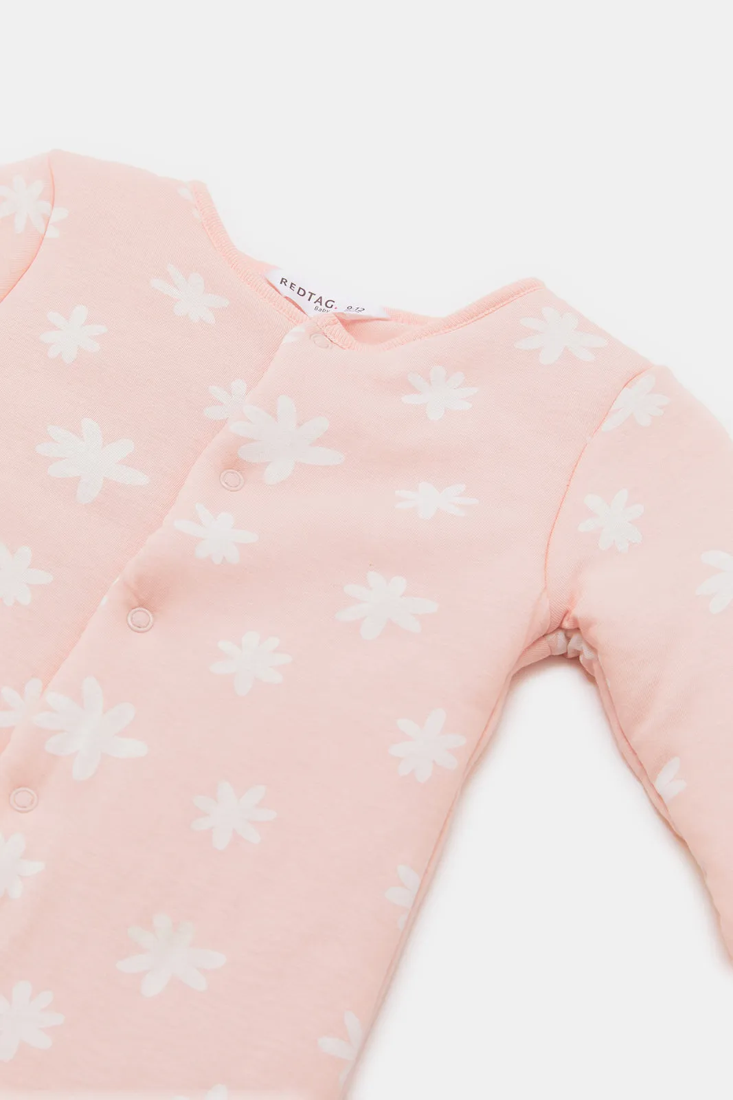 Babies Pink Allover Print Padded Sleepsuit