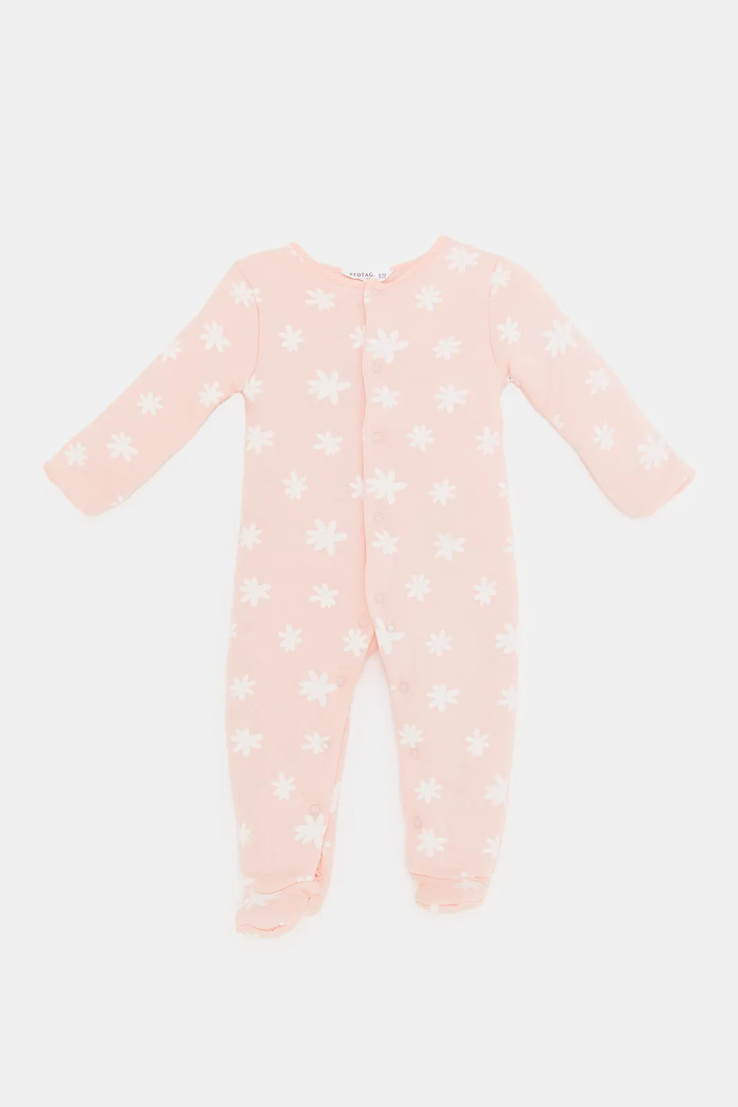 Babies Pink Allover Print Padded Sleepsuit