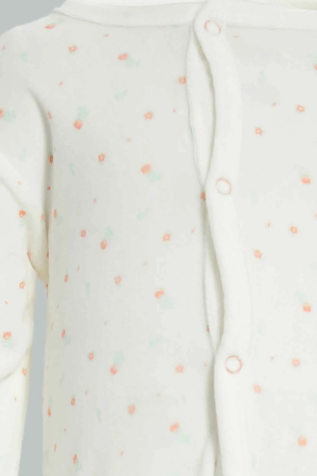 Babies White Floral Velour Sleepsuit