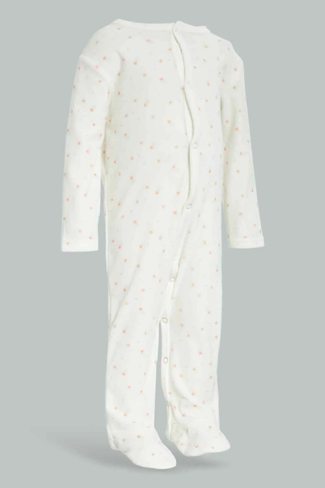 Babies White Floral Velour Sleepsuit