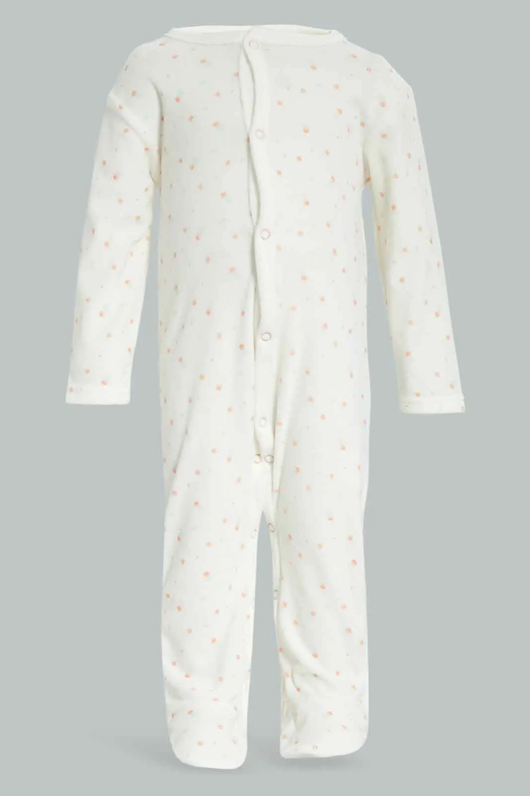 Babies White Floral Velour Sleepsuit