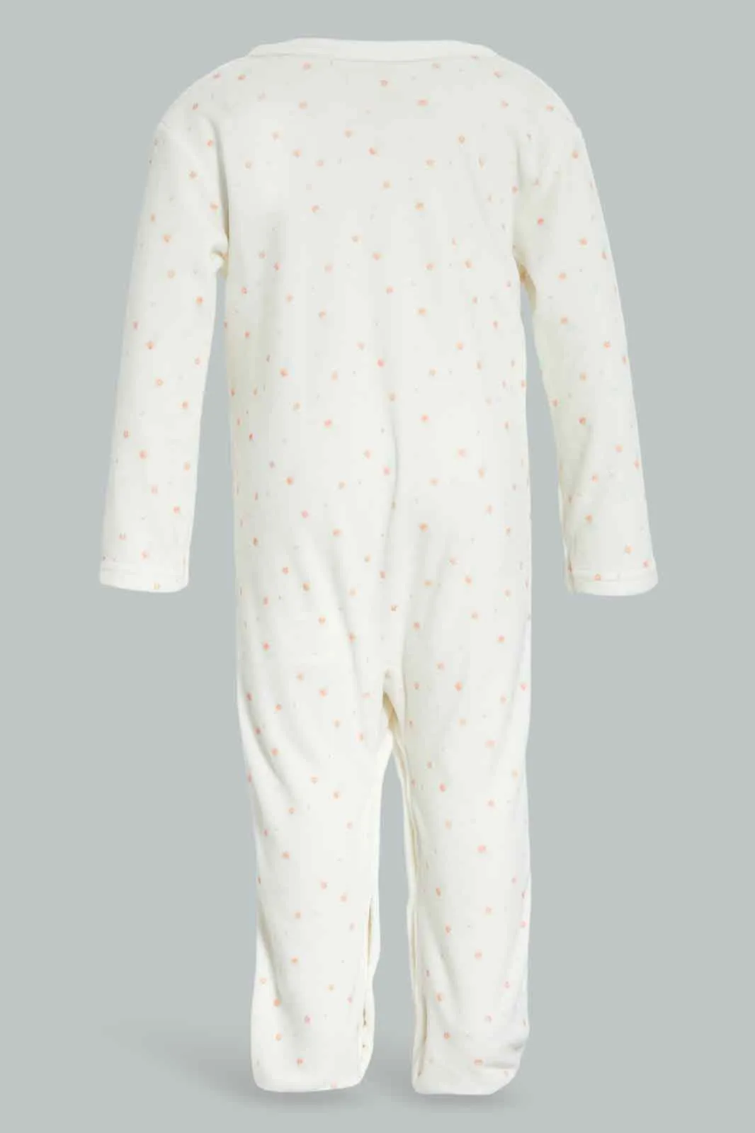 Babies White Floral Velour Sleepsuit