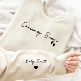 Baby Announcement Personalised Sleeve Sweatshirt