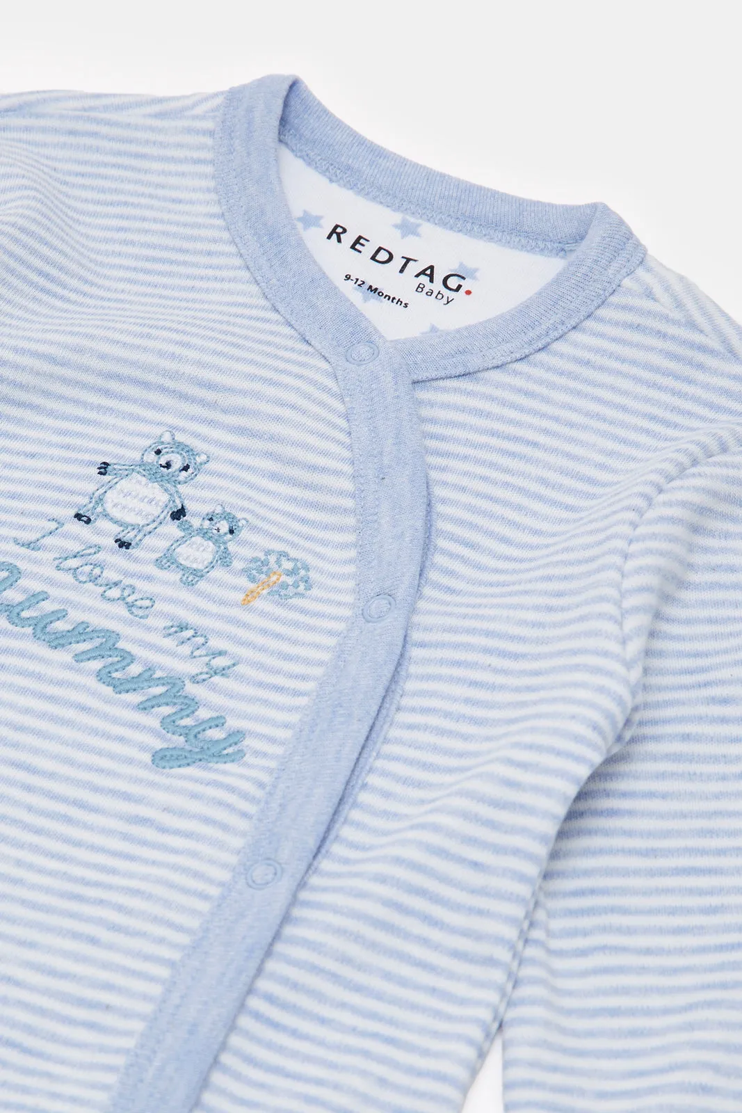 Baby Blue Striped Sleepsuit