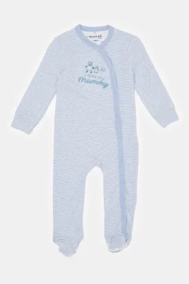 Baby Blue Striped Sleepsuit