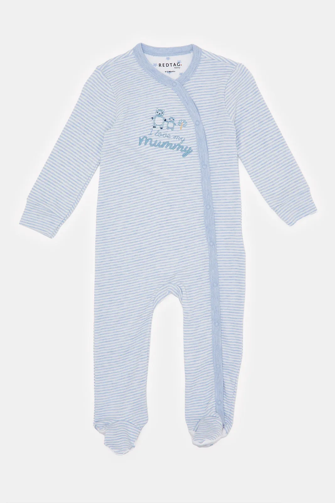 Baby Blue Striped Sleepsuit