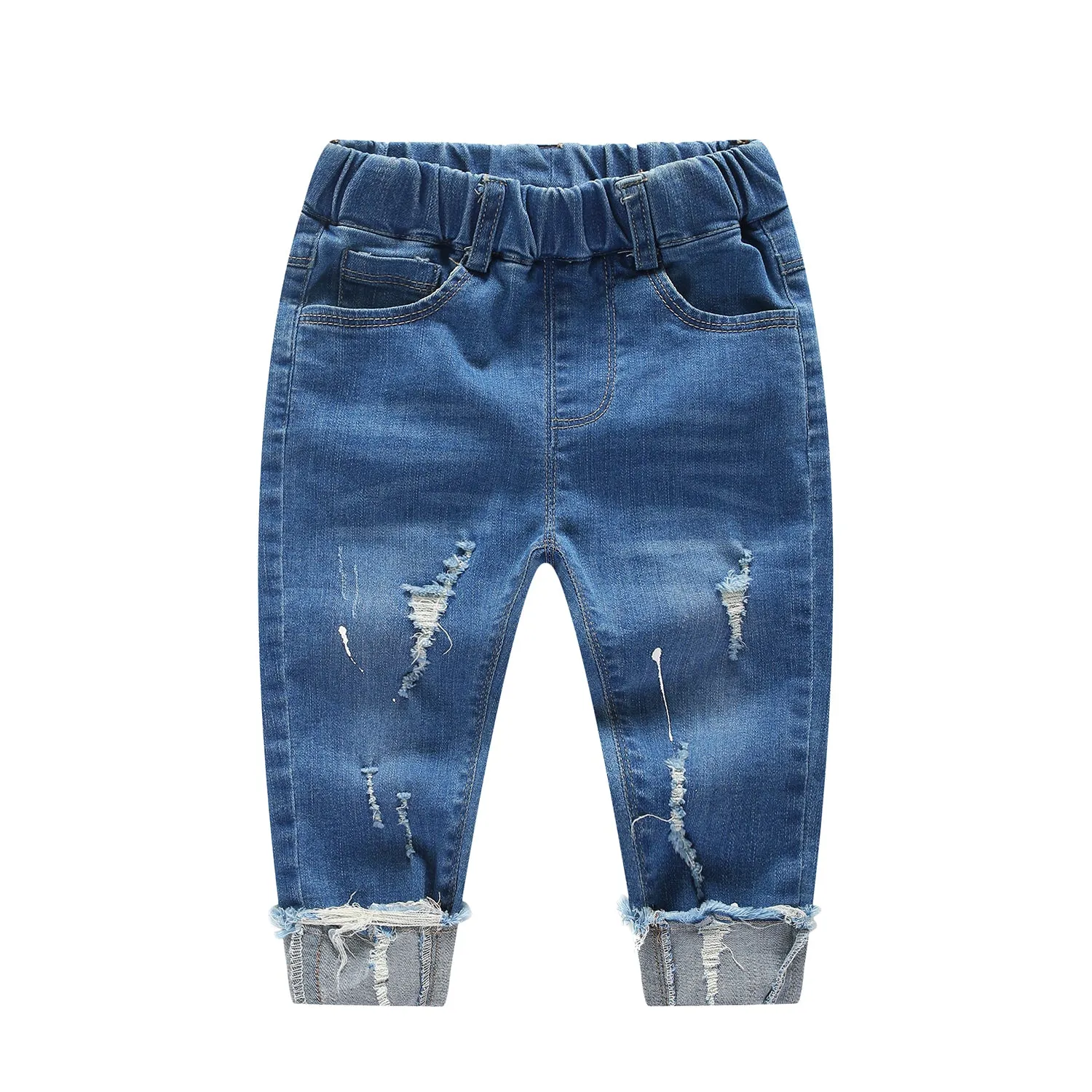 Baby Ripped Jeans Elastic Distressed Denim Pants