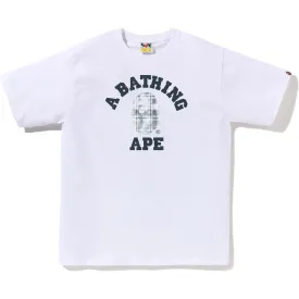 Bape College Logo Plaid Tee 'White Blue'