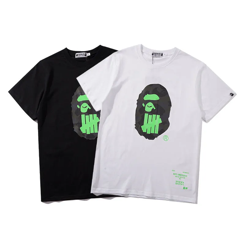 Bape T-shirt Men's Casual Round Neck Short Sleeve Loose Cotton T Shirts